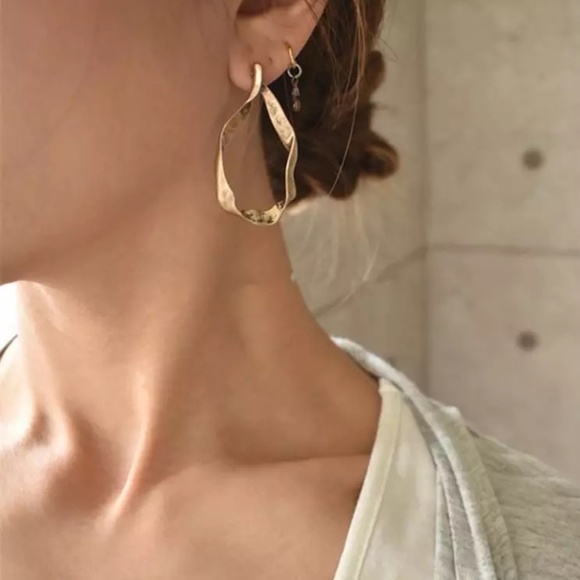 'Symphony' Antique Gold Irregular Drop Earrings - Picture 2 of 10